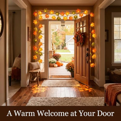 Fall Maple Leaf String Lights 35 LED 13.6 FT Connectable Indoor Decor