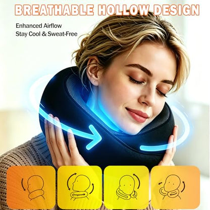 Travel Neck Pillow Memory Foam Airplane Cushion Black 1 Pack - One Size Fits Most