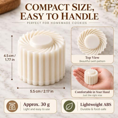 White Sunflower Patterned Round Mooncake Mold Double Ended Pastry Cutter