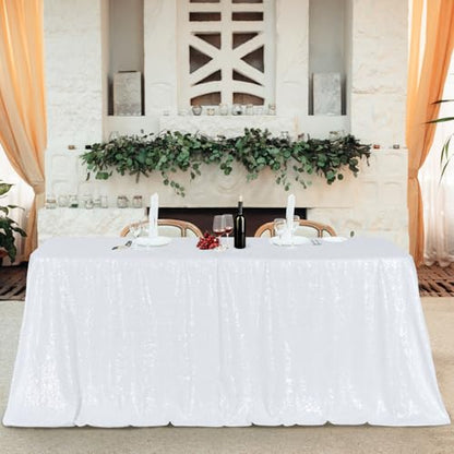 White Sequin Tablecloth 60x120 Inch Rectangular Sparkly Fabric Party Decor Variation of THIS listing