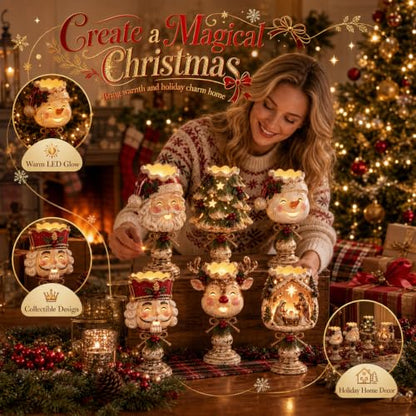 Christmas Heirloom Glow Candle Holder - Vintage Cottage Style, Style A
