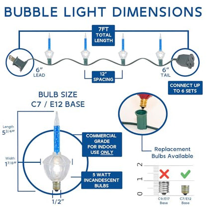 Novelty Lights Traditional Christmas Bubble Light Set - Red & Yellow, 6 Feet, 7 Bulbs