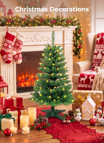 3FT Artificial Small Christmas Tree - Prelit Mini Tabletop Tree, Green, 3ft - Brightown