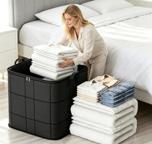 Large Foldable Storage Bin 210L for Quilts Bedding & Clothes