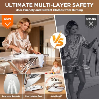 1500W Garment Steamer Iron with Turbo Steam & Self-Cleaning