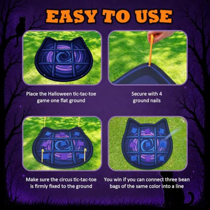 Giant Halloween Cat Tic Tac Toe Lawn Game for Parties & Outdoor Fun