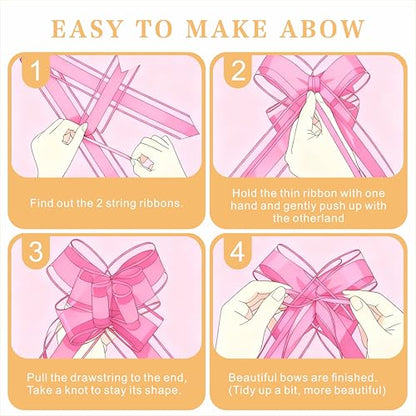 24PCS Blush Pink Pull Bows for Gift Wrapping - Large 6 Inch Decorative Bows for Christmas, Weddings, Birthdays, Party Decorations, Reusable Floral Gift Embellishments