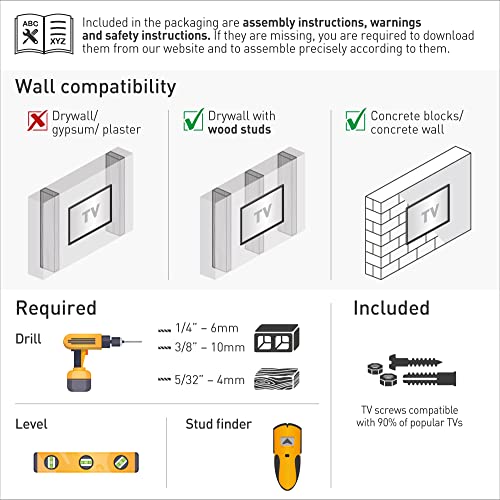 Barkan Long TV Wall Mount, 13-80 inch Full Motion Articulating - 4 Movement Flat/Curved Screen Bracket, Holds up to 110lbs, Extremely Extendable, Fits LED OLED LCD
