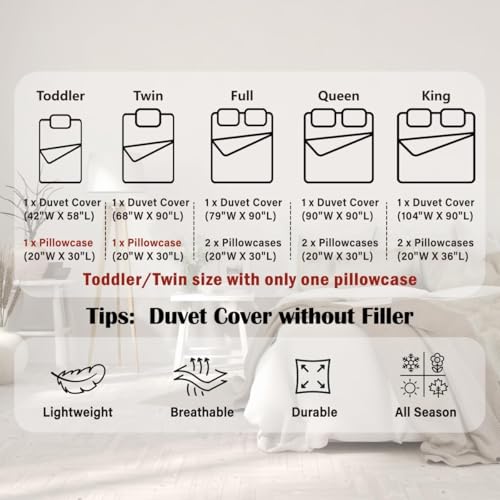 Manfei Peacock Mandala Kids Duvet Cover Set Twin Red - Boho Girls Boys Bedding
