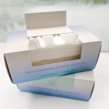 100 Pcs-Disposable Face Towels, Disposable wipe，Facial Cleansing Cloths & Towelettes，Disposable Cleansing Towels，Remover Dry Wipes, Ultra Soft，Soft & Skin Friendly Face Towelettes Disposable