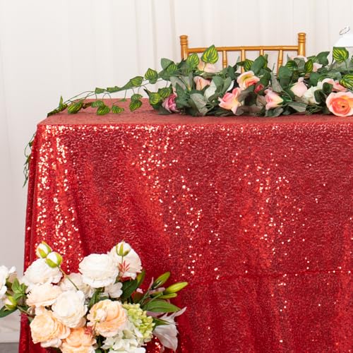 Red Sequin Tablecloth 72x72 Inch Square Pack of 2 Christmas Wedding Party Decor