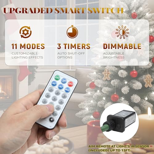 Snow Flocked Christmas Tree 6ft with Remote Control - White Variant