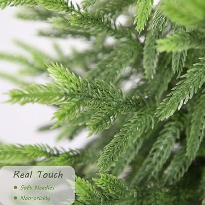 2 Pack 5ft Artificial Norfolk Pine Christmas Tree for Indoor Outdoor Decor - Real Touch Faux Tree with Black Pot