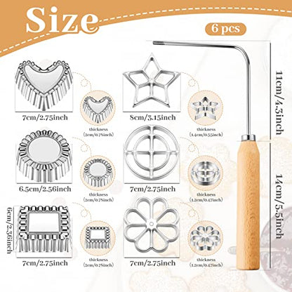 12-Piece Rosette Iron Mold Set with Handle for Baking and Frying