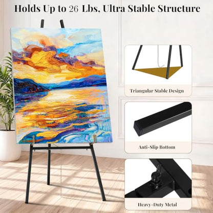Ndsox Black 4-Tier Adjustable Sign Easel Stand for Signage, Art & Display
