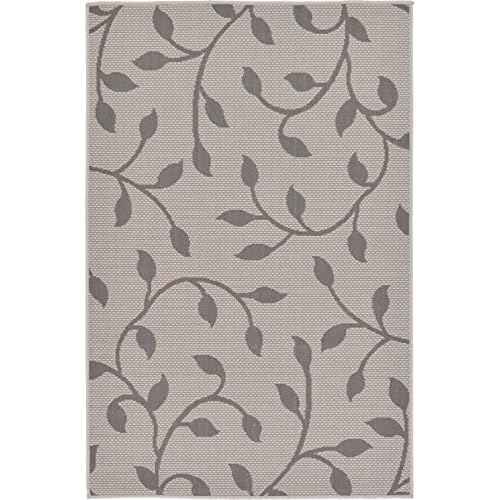 Unique Loom Outdoor Botanical Collection Area Rug - Botanical (3' 3" x 5' 1" Rectangle, Gray/ Silver)