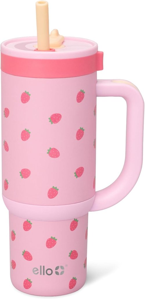 Ello Oasis 18oz Kids Tumbler - Stainless Steel, Leakproof, Double-Wall Insulated | BPA Free, Strawberries