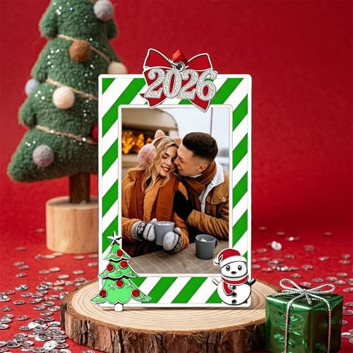 Green Photo Frame Ornament - Metal Xmas Tree Decor for Family & Wedding Photos - 2026