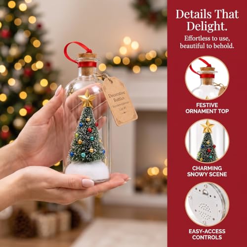 2 Pcs Recordable Christmas Tree in a Bottle Ornament with Snowy Mini Trees - Holiday Keepsake