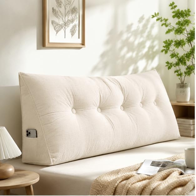 Twin XL Dorm Headboard Pillow Wedge Cushion - Back Support & Bolster
