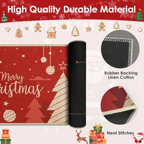 Christmas Welcome Door Rug 17x30 Inch Low-Profile Holiday Mat - Blessed