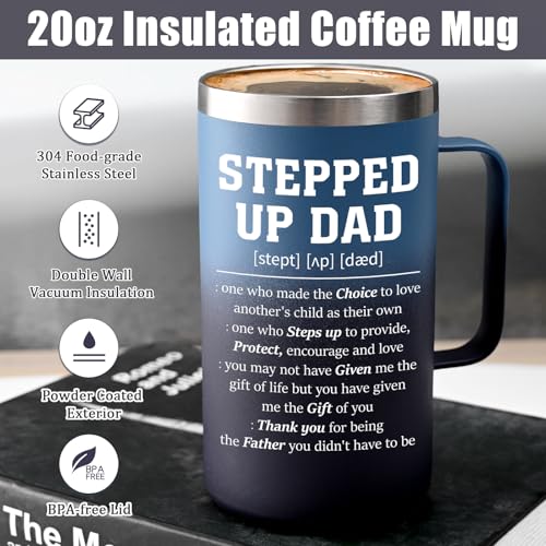 Gradient 20oz Insulated Coffee Mug for Stepdad - Father's Day Gift with Keychain