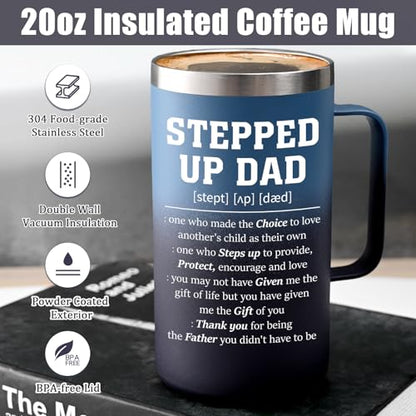 Gradient 20oz Insulated Coffee Mug for Stepdad - Father's Day Gift with Keychain