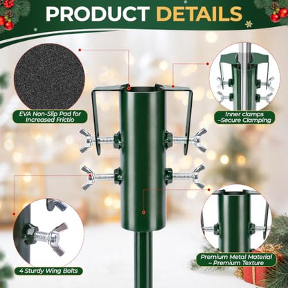 Christmas Tree Height Extender Pole with Clamp Plates - Fits 0.5-1.38 Inch Poles