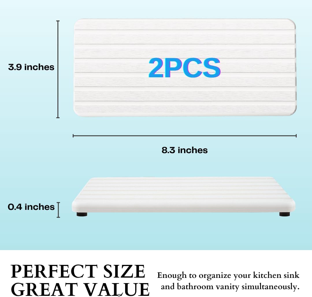Skiennix Fast-Dry Diatomite Sink Tray Set - Ultra-Absorbent Soap Holder & Coaster | 8.3x4 Inches (White)
