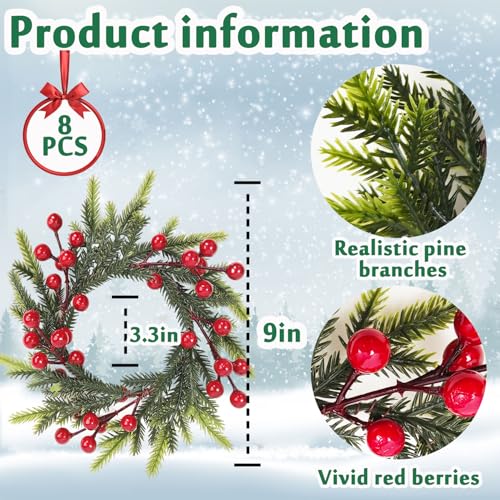 Artificial Christmas Wreath 9 Inch Faux Green Door Decor DIY Holiday Decoration