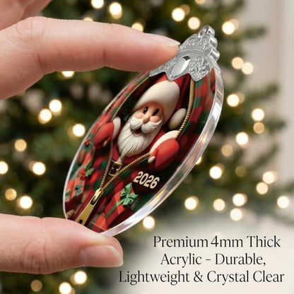 Devory 4-inch Acrylic Santa Claus Christmas Tree Ornament - Festive Holiday Decor, Shatterproof & Ready to Gift - Santa Onm Variation