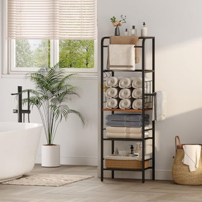 Freestanding Towel Rack with Storage Shelf for Bathroom