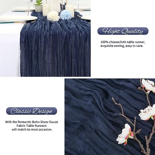 Navy Blue Cheesecloth Table Runner 20 Pack - 10ft Rustic Wedding Party Decor