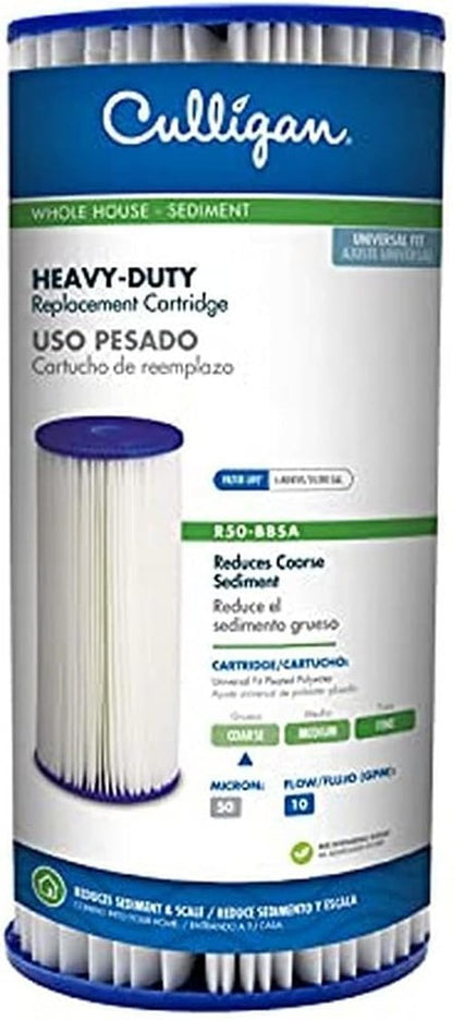 Culligan R50-BBSA Whole House Water Filter Replacement - Premium 50 Micron 10”x4.5” Cartridge for Home Systems