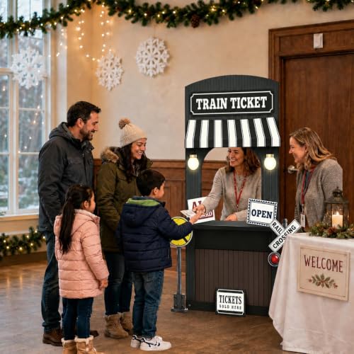 Classic 5 FT Express Train Ticket Station Cardboard Cutout Backdrop - Vintage Railway Scene for Parties