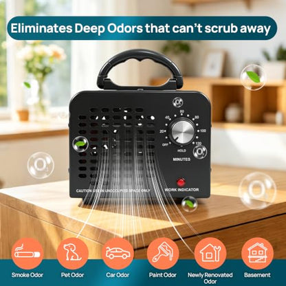 Portable Ozone Generator 48,000 mg/h Odor Eliminator for Home & Vehicle