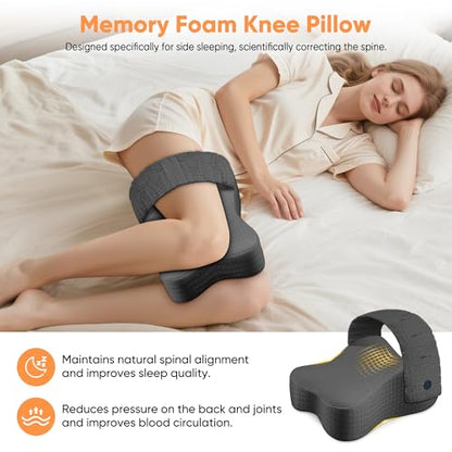 ROKAFU Large Grey Knee Pillow for Side Sleepers, Sciatica & Hip Support