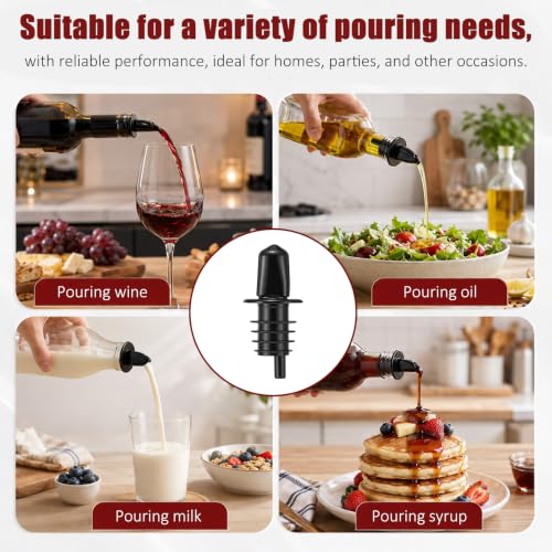 12 Pcs Plastic Bottle Pourers with Dust Caps for Liquor, Syrup, Oil, Vinegar