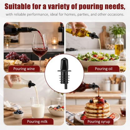 12 Pcs Plastic Bottle Pourers with Dust Caps for Liquor, Syrup, Oil, Vinegar