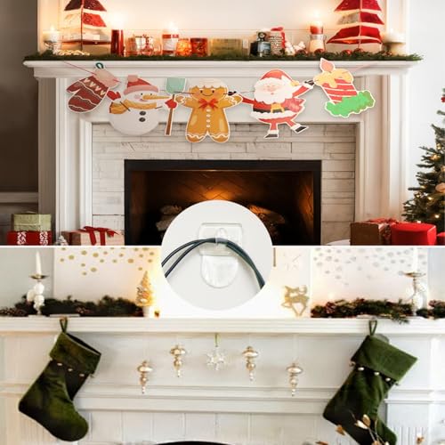 Indoor Mini Light Clips 60 Count - Damage-Free Clear Wall Hooks for Christmas and Cables - Variation of THIS listing