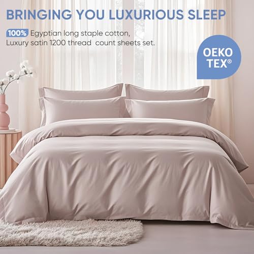 Egyptian Cotton Bed Sheets Set King Size Deep Pocket Hotel Style Sand