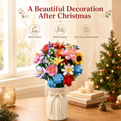 Funewest Flower Bouquet Advent Calendar 2026 with Micro Blocks - Bouquet Building Set