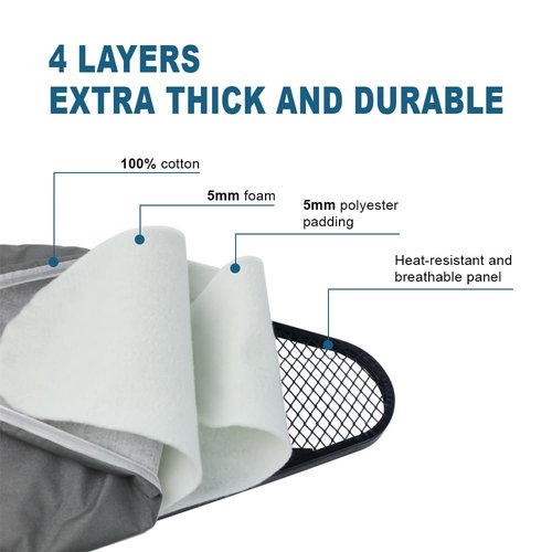 Ironing Board Full Size, Heat Resistant Cover Wide Iron Board with Steam Rest, Ultra Thick Padding, Height Adjustable Heavy Sturdy Metal Frame Legs Ironing Stand,Non-Slip Foldable 58"x15"