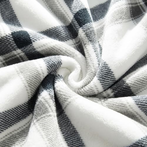 Garvee Electric Wearable Blanket 45x60 Flannel Sherpa Poncho - Dark White Plaid + Gray