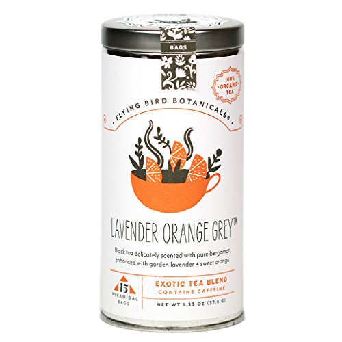 Lavender Orange Grey Exotic Organic Fair Trade Black Tea Blend 15 Pyramidal Bags 37.5 g 1.33 oz