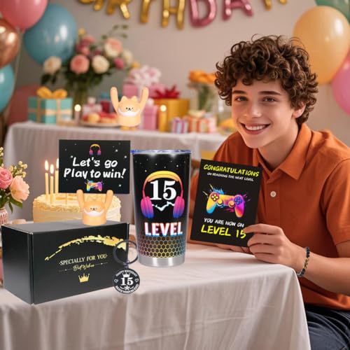 Carselage 15th Birthday Gift Set for Boys - 15 Year Old Boy Gifts with Tumbler Socks Bracelet