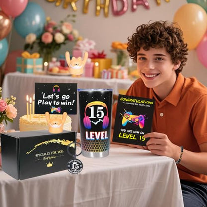 Carselage 15th Birthday Gift Set for Boys - 15 Year Old Boy Gifts with Tumbler Socks Bracelet