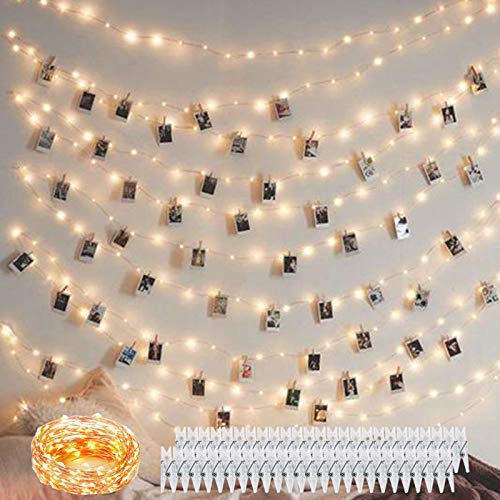 Starry Fairy String Lights with 50 Clips - Warm White, 33FT USB Powered