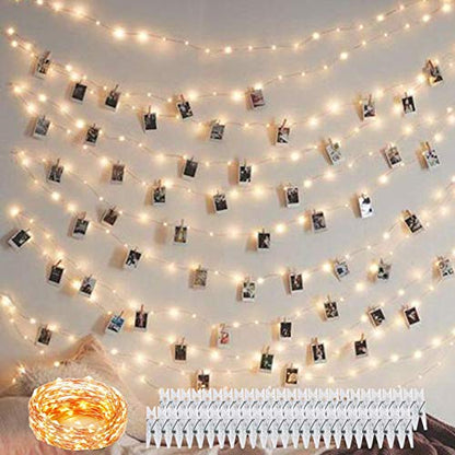 Starry Fairy String Lights with 50 Clips - Warm White, 33FT USB Powered
