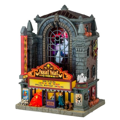 Fright Night Cinema Lighted Building for Halloween Village - Lemax Collectible